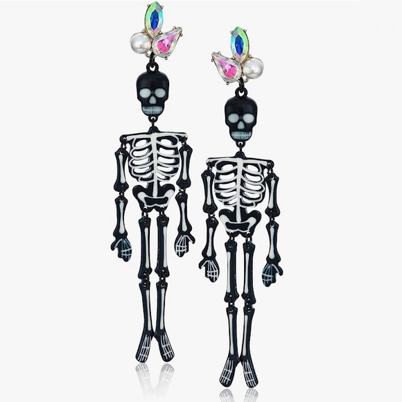 ‼️ LAST PAIR ✨HP✨ $58 Betsey Johnson Glow In the Dark Skeleton Drop Earrings - Picture 2 of 8